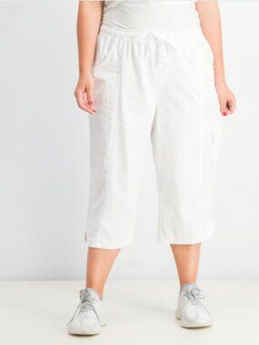 Karen Scott Edna Comfort Waist Cargo Capri Pants - White